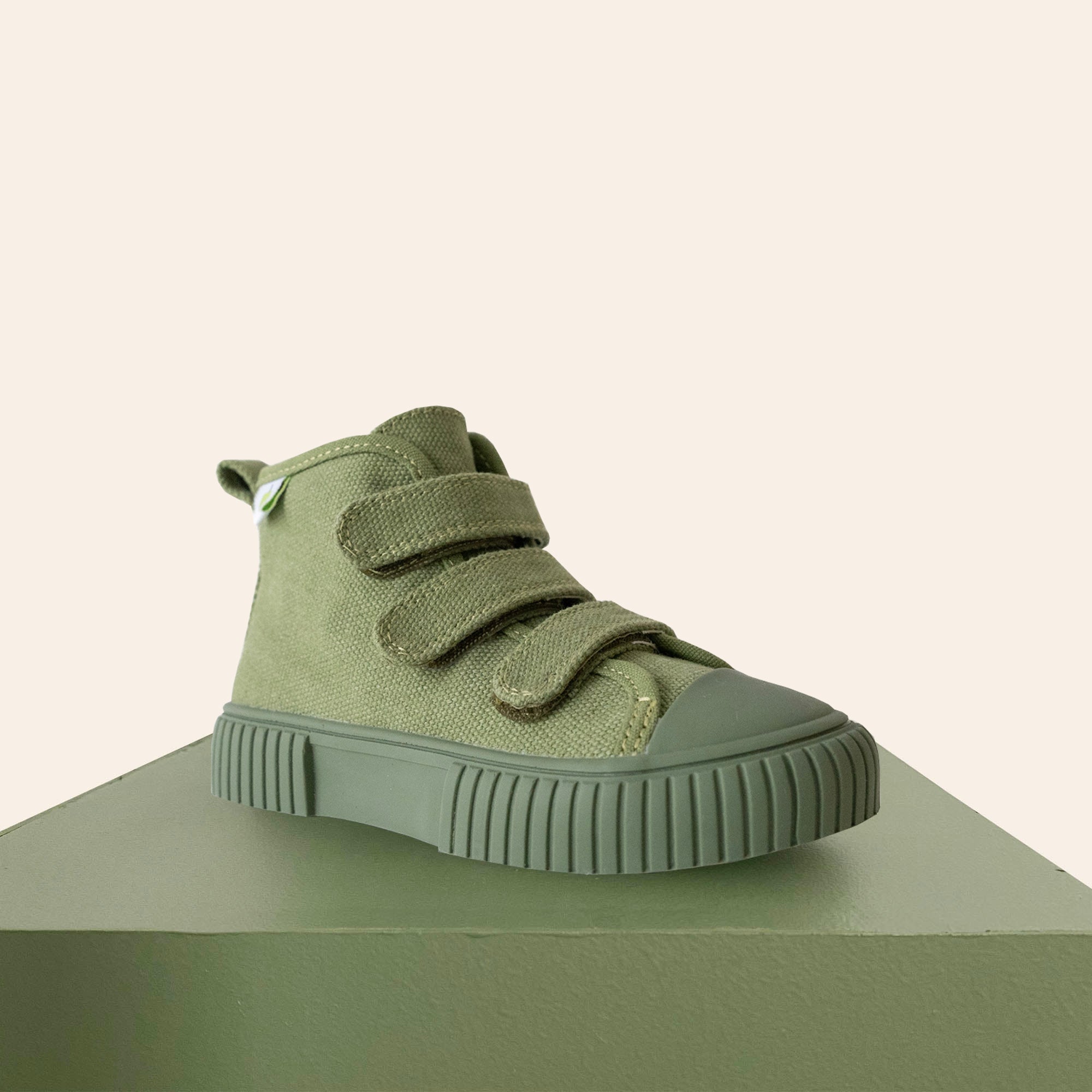 Organic Cotton High Top Sneaker - Khaki
